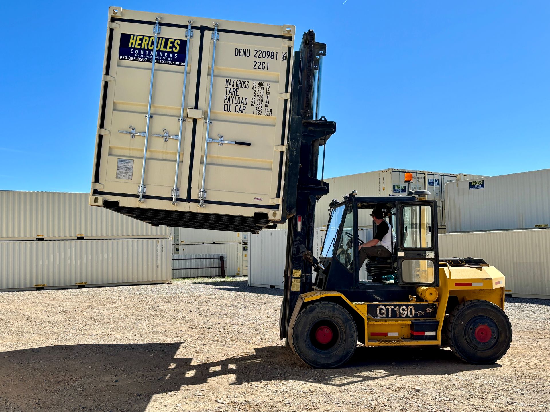 Steel storage container at Hercules Containers yard in Durango