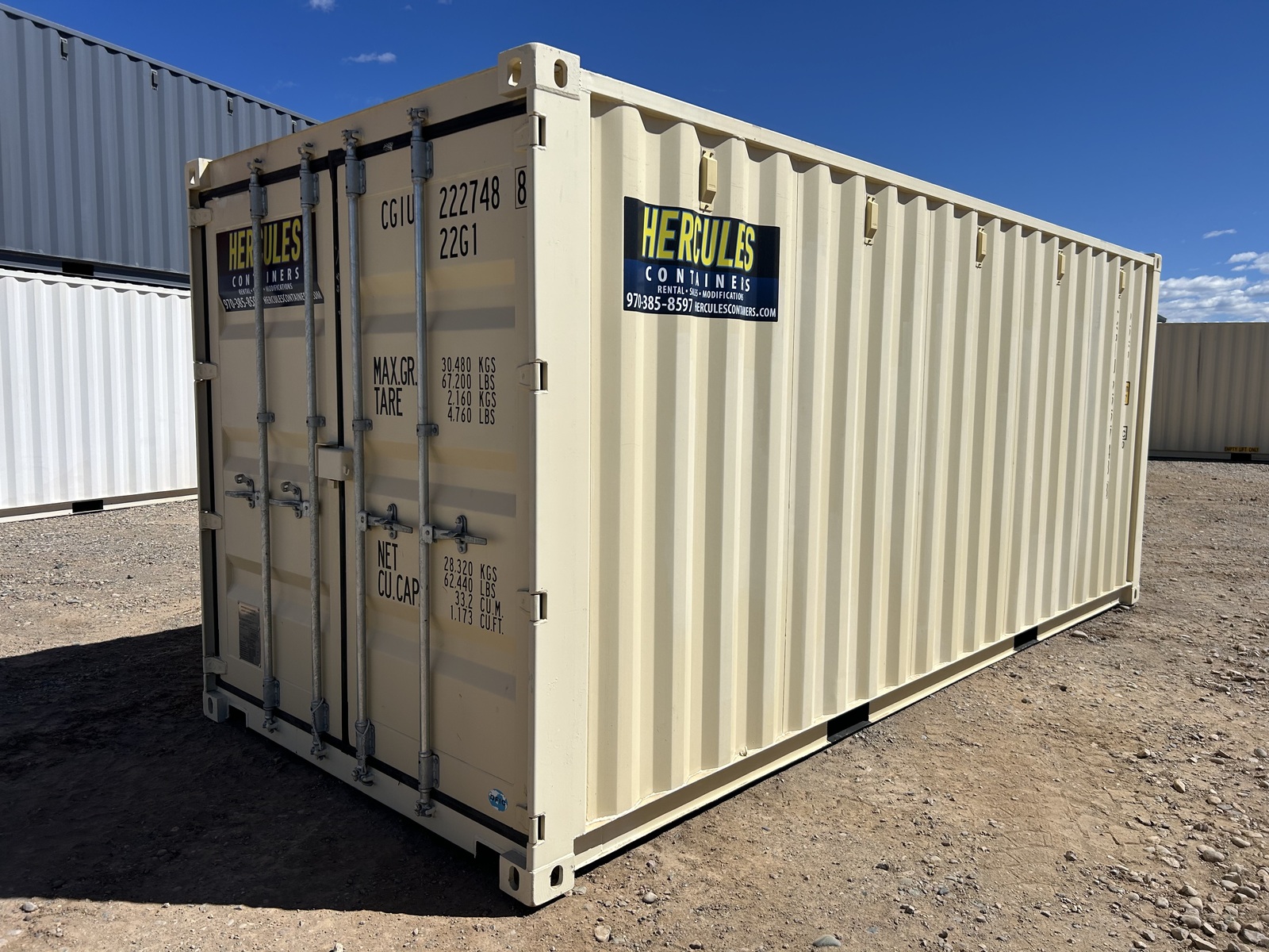 Empty container interior showing double doors ready for relocation